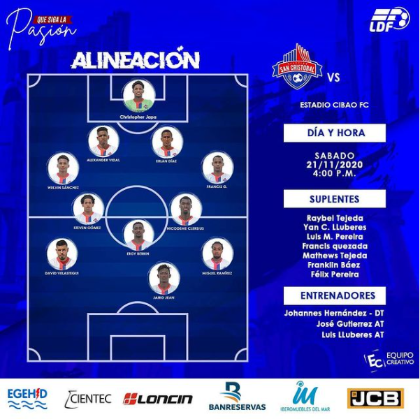 🇩🇴 <a href="/LDFcomdo/">LDF</a> 

🇨🇦 David Velastegui (<a href="/david_velas10/">David Velastegui</a>) has the start in midfield for <a href="/AtleticoSanCri/">Atlético San Cristóbal</a> today, as they take on Universidad in the LDF semifinals.

📷 / instagram.com/clubatleticosc/

#LDFcomdo | #CanadaRED | #CanucksAbroad