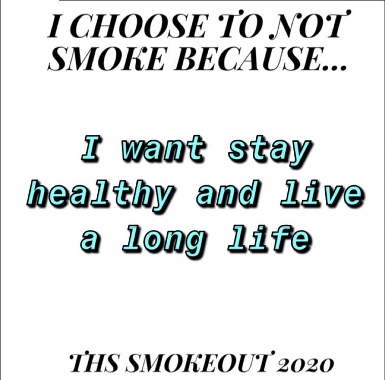 JCRelay4Life's tweet photo. Thursday, 11/19 was THS Smokeout! Many students pledged to NOT smoke. Tell us why you choose to not smoke💜💜 #thssmokeout #jcrelay4life https://t.co/1zSdUdKL6T
