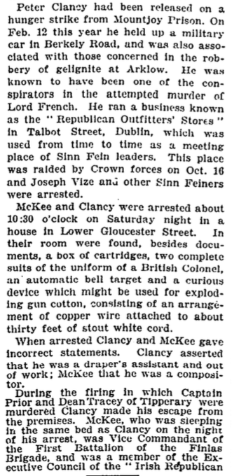 Collins had slipped away, as did Clancy and McKee, who were tracked by informer John ‘Shankers’ Ryan who later tipped off the authorities that they were in 36 Lower Gloucester St where they were arrested. 8/12 #BloodySunday100