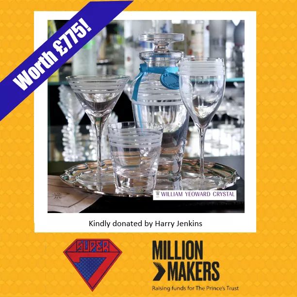 PTNutanP's tweet photo. Help young people across the UK by bidding on Super 7’s Million Makers Auction supporting The Prince’s Trust! Enjoy all the luxury of an evening out from your own home with this spectacular set of crystal barware. Bid now and check out our other items at https://t.co/x0SVnzLtDQ https://t.co/VXk2lQPPWp