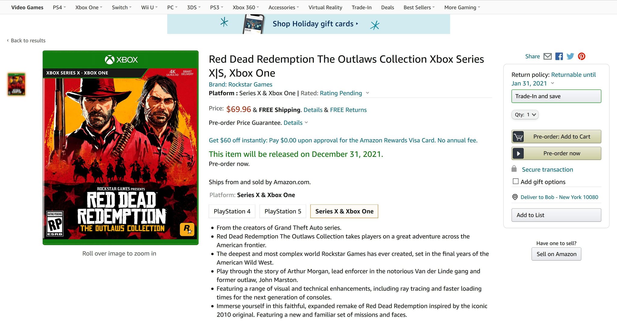Filtrado Red Dead Redemption: The Outlaws Collection para Xbox Series X|S