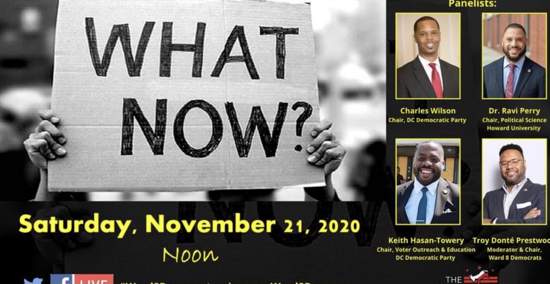 raviperry's tweet photo. Join me at noon EST today with @Ward8Dems @towerykr @TroyDonte and @CharlesWilsonDC discussing what’s next for DC and the country. https://t.co/qBlcE3eUo5 https://t.co/DiNrBUaS4l