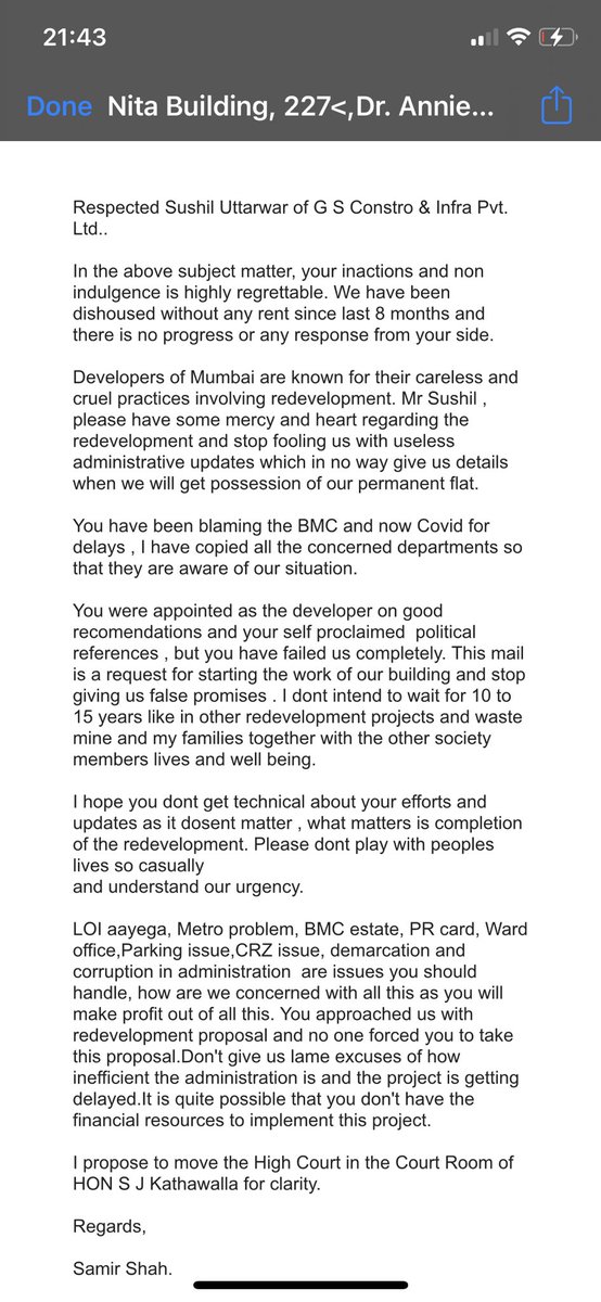 Hon MLA <a href="/AUThackeray/">Aaditya Thackeray</a>, please look into this issue before it gets out of hand, the developer is blaming the administration for the delay. It’s a earnest request. <a href="/AhirsachinAhir/">Sachin Ahir</a> <a href="/AGSawant/">Arvind Sawant</a> <a href="/AshishChemburk1/">Ashish Chemburkar</a> <a href="/MNCDFbombay/">M.N.C.D.F</a> <a href="/mybmc/">माझी Mumbai, आपली BMC</a> @Iamrahulkanal <a href="/CMOMaharashtra/">CMO Maharashtra</a> <a href="/MahaRERA/">MahaRERA</a> <a href="/MMRDA_TWEET/">MMRDA</a>