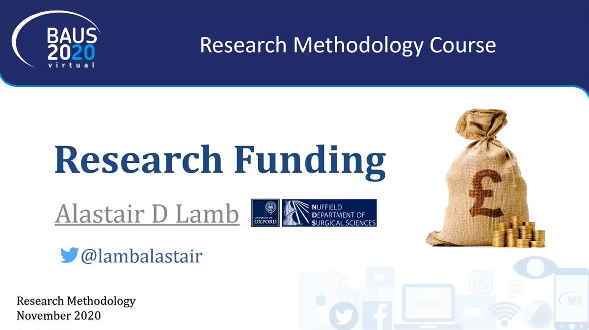 LambAlastair's tweet photo. Needing research funding? Here's a talk from #BAUS2020 that would have been part of #ResearchMethodology course.
#CuttingEdgeResearch 
#TopNotchScience 

https://t.co/mnJzpcc3Xo https://t.co/WTFaQgR8ip
