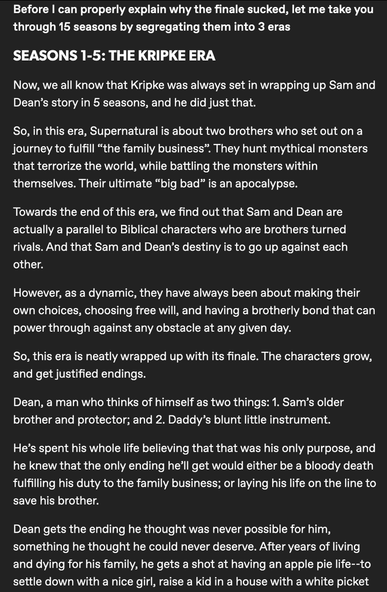 soberdenatural's tweet photo. Here's why the #Supernatural  finale sucked
(and it really isn't just because Cas / Misha wasn't in it)

[1/2] https://t.co/3StOcR95Zf