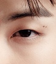 jaebeom (got7) and the twin moles under his left eyebrow