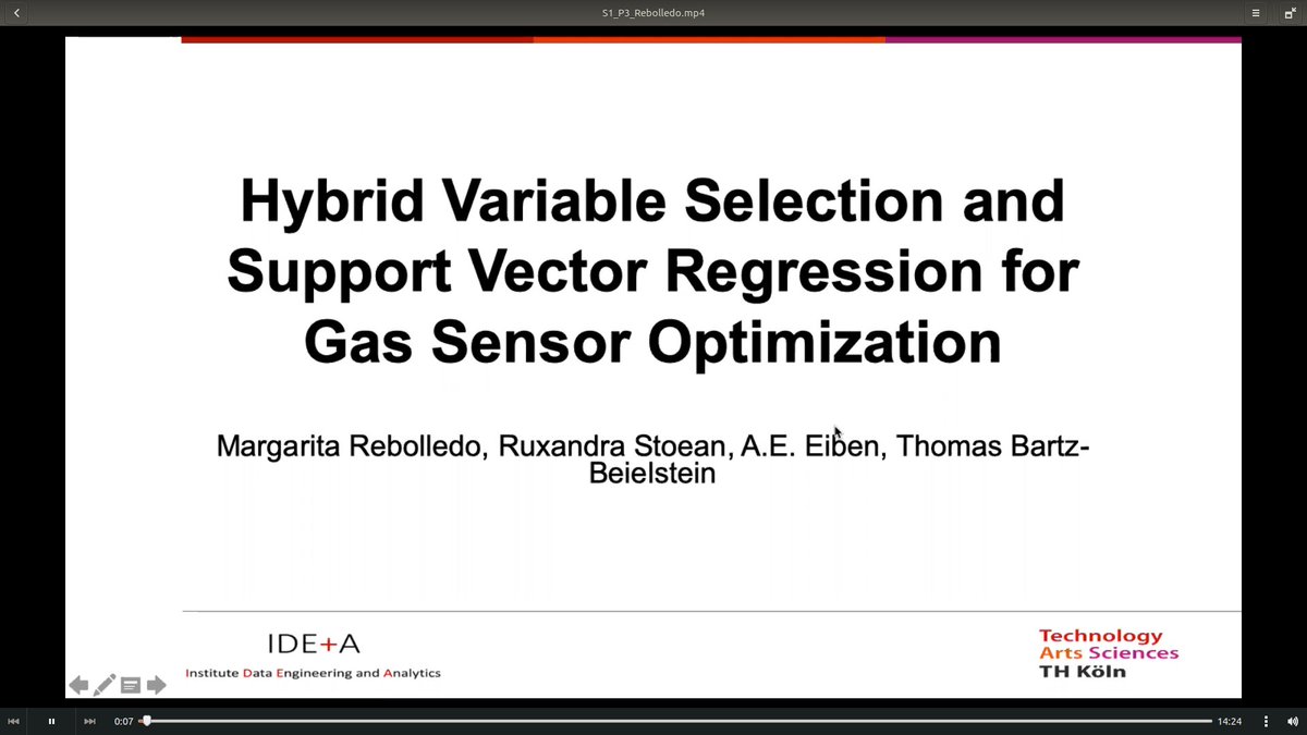icelab_uk's tweet image. Margarita Rebolledo talked about 
&quot;Hybrid Variable Selection and #SupportVectorRegression for Gas #Sensor Optimization&quot;
during the first day of the 9th International #Conference on #Bioinspired #Optimisation Methods and Their Applications
#BIOMA2020
utopiae.eu/bioma-2020/pro…