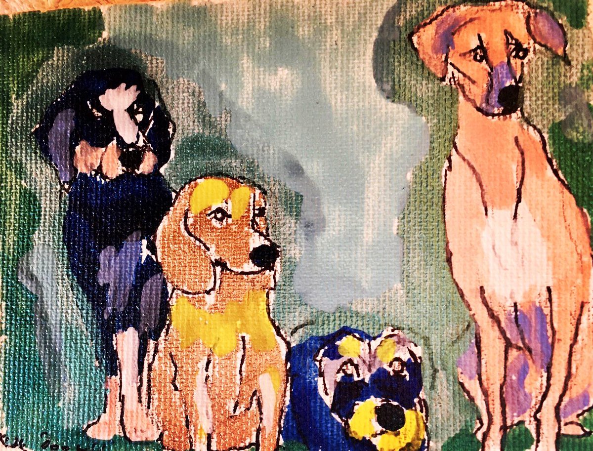 MMDogarth's tweet photo. Four Dogs - painted with nail polish #dogs #dogart #illustration #draw #drawings #illustrator #pencil #artsy #design #creative #pencildrawing #pen #arte #drawing #art #artwork #mmdogarth #artoftheday https://t.co/MUNY1T7YVT