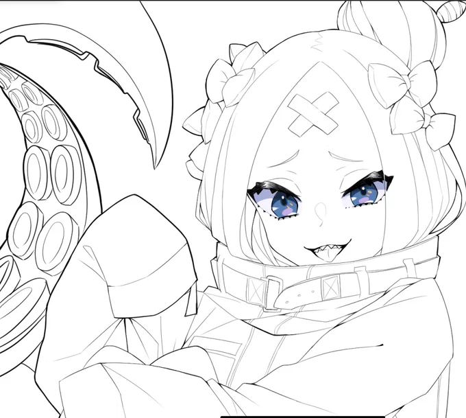寝れなくてラフ一つ線画してた。ちょうど描き終わったあたりで眠気きたんで寝ます?
近々あげられたら上げます? 