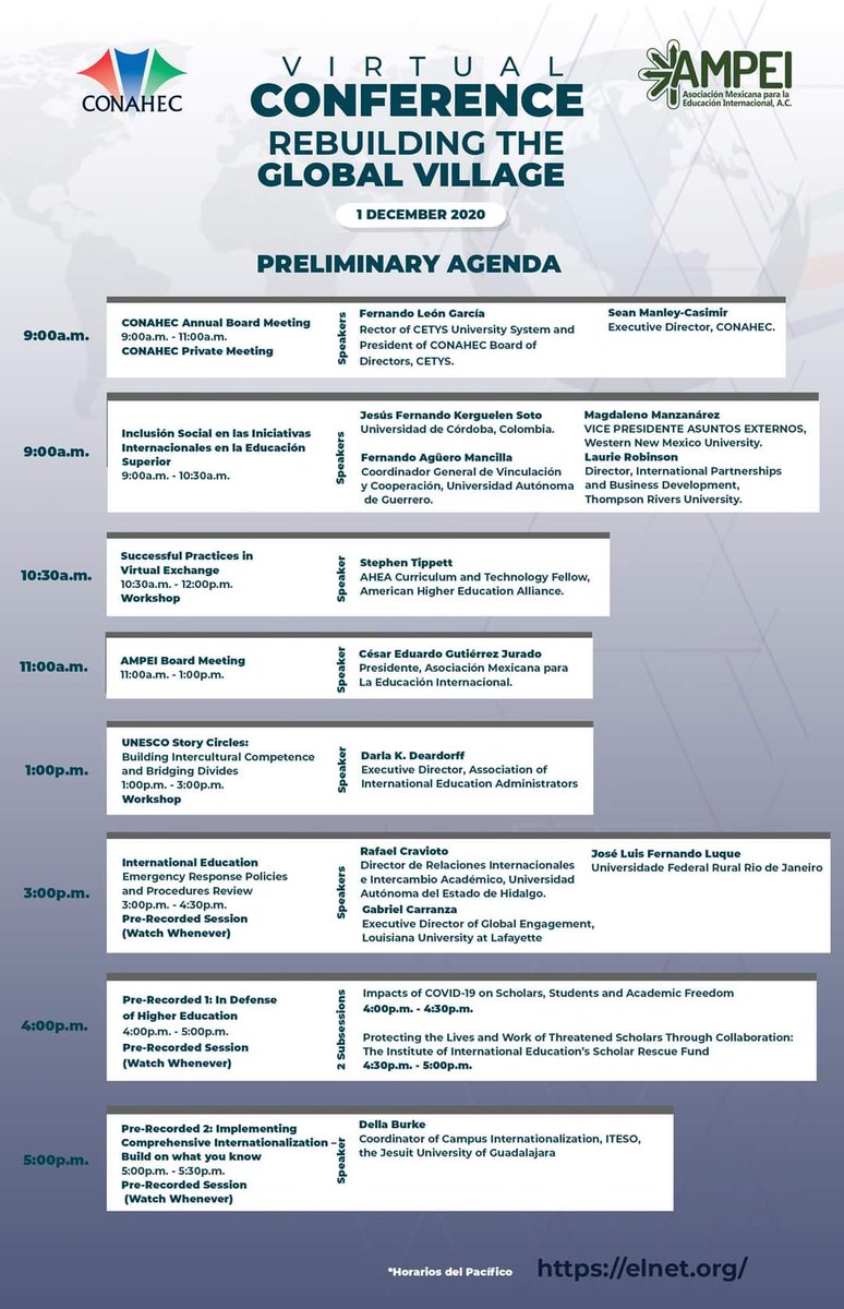 AMPEI1's tweet photo. #AGENDA #Conferencia #AMPEI #CONAHEC
Les compartimos la agenda preliminar del día 1 de diciembre 202.
@conahec- @AMPEI1 Virtual Conference 2020 CONAHEC -
Quedan pocos días!!
Registrate en https://t.co/gB6t8McLp6 https://t.co/BAAoBJbv9D