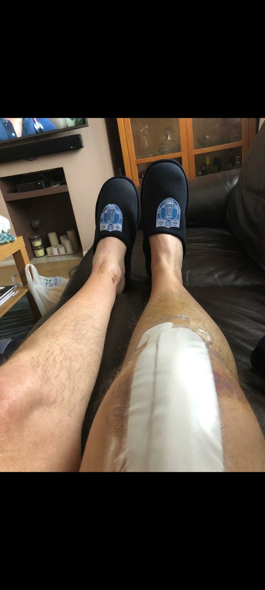 barkingfc's tweet photo. Barking fc wish both Mick o &amp; Jeff S a speedy recovery post operation &amp; safely back at home with their feet up with a get well gift of a pair of Barking fc Mule slippers. GWS guys 👍⚽️💙 https://t.co/Nhem8ypEqk
