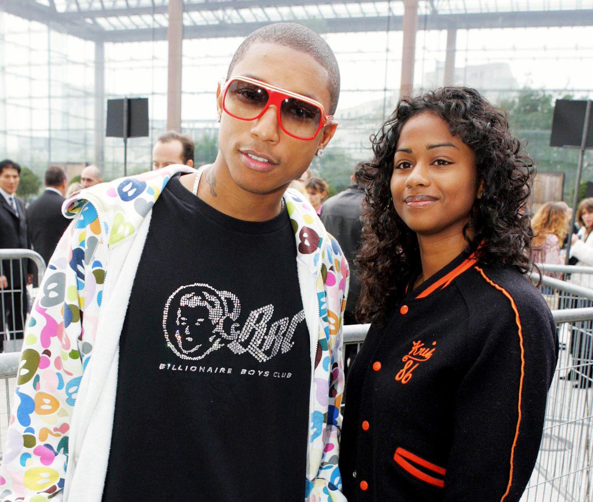 Pharrell and Vashtie arriving the Louis Vuitton by Marc Jacobs Spring/Summe...