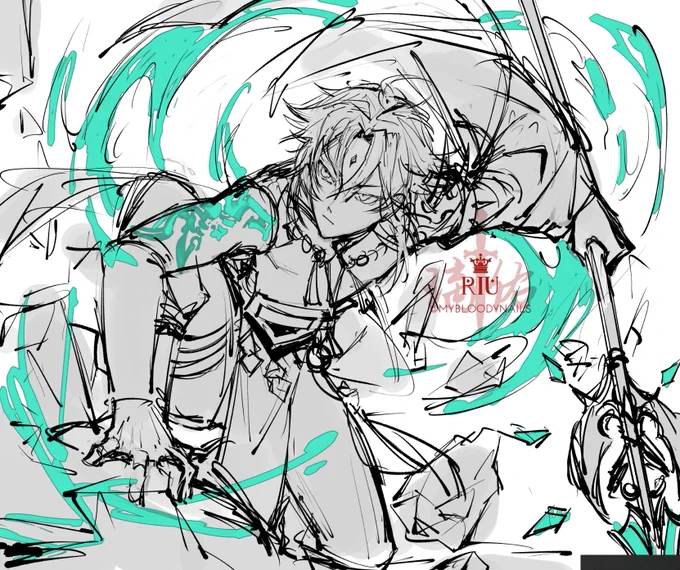 xiao wip! streamed this in dama's drawing room with everyone and it was really fun ♡ thank you all!!! 