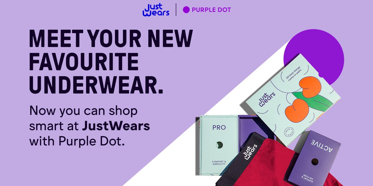 Awesome news! 😊 We've partnered up with <a href="/JustWearsHQ/">JustWears</a>  - every man's dreamy underwear. They took the quality of the products to a whole new level and therefore shook the industry.
Head to their online store and shop smart with Purple Dot.
just-wears.com