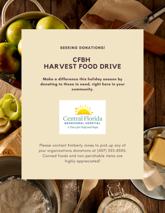 dwightbain's tweet photo. It's not too late to donate.. @CFBHospital is hosting a Thanksgiving Harvest Food Drive to Benefit The Coalition for the Homeless of Central Florida! They will even schedule a no-contact pick-up with you! More details on the flyer...
.
.
#CFBH #FoodDrive #Thanksgiving #Donations https://t.co/KioUcyuMhc