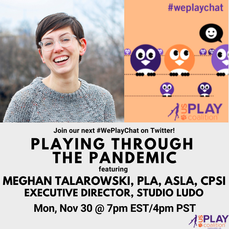 We invite you to bring your best hot chocolate, cozy socks, and comfortable lighting while you participate in our upcoming #WePlayChat on Monday, Nov 30 at 7pm EST.  🎟️

<a href="/_studio_ludo/">Studio Ludo</a> 

#WePlay #PlayIsSurvival #Play #Pandemic