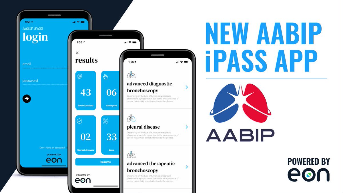 AAB_IP's tweet photo. The all new and completely redesigned @AAB_IP question bank is coming soon.
The iPASS app โinterventional pulmonology application for self-studyโ will contain 200 different questions helping those preparing for the AABIP and CAQ exams empowered by @eonhealth https://t.co/ecBVlXvBoX