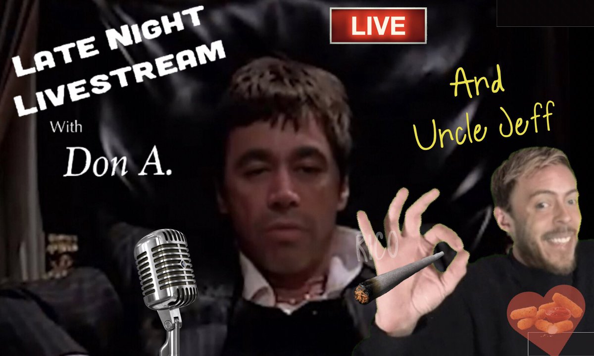 DonA_LateNight's tweet photo. 🛑 LATE NIGHT LIVESTREAM 
S7.  🎉EP 75🎉Bezerk, Surprised Guests, Finding Peace &amp; belly button lint

👉https://t.co/de8ordMtfv 👈

 @RealProducerJay @TRossdawg @CBait87 @The_GRlggsTER @UncleJeff220 @LandauDave @jok3r_ny @artiequitter @redban @TheMikeandDave1 @stevegorilla https://t.co/LdixoSdSXf