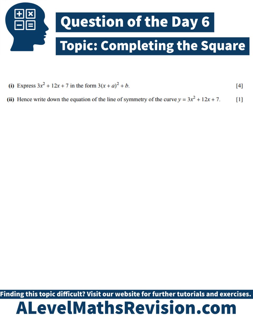 ALMathsRevision's tweet photo. QOTD 6. #alevelmathsrevision #revisemaths #QOTD https://t.co/gAiZPIqiPv