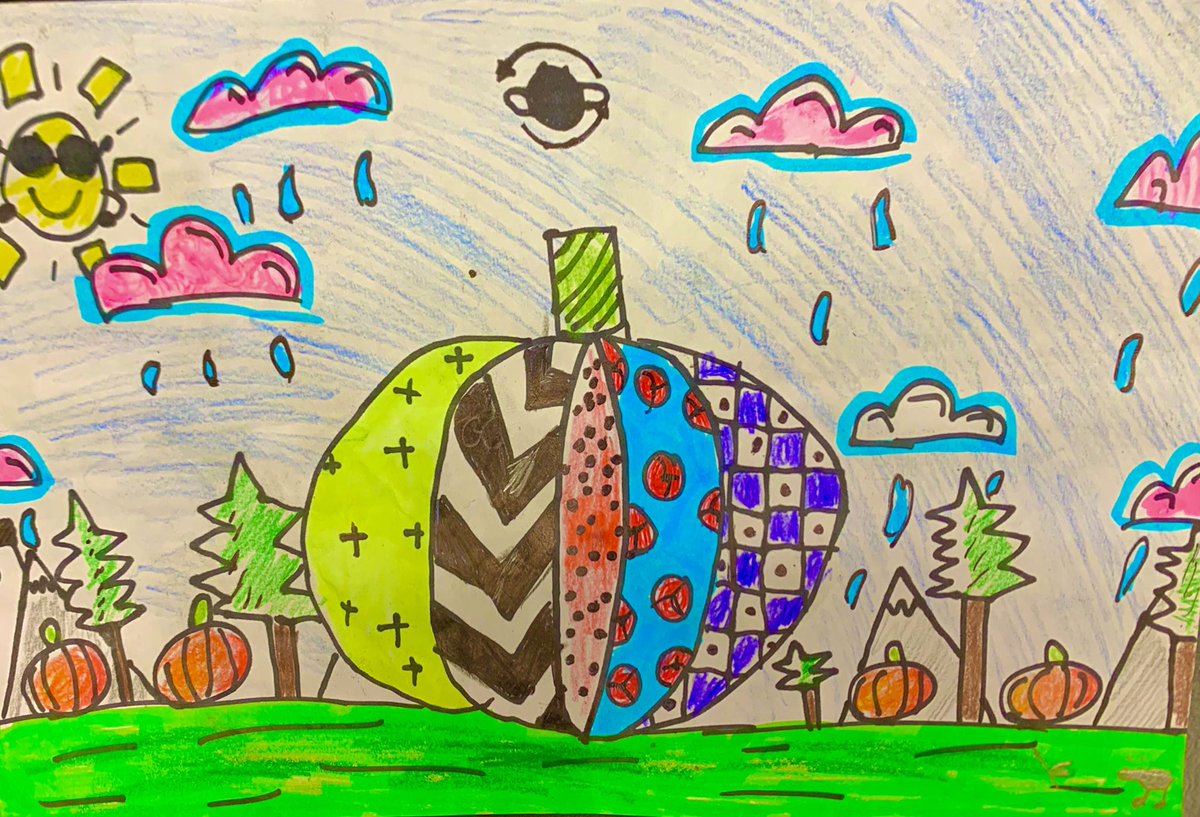 ReedArtStudio's tweet photo. Inspired by @romerobritto for this week’s pattern lesson.
Britto-style patterns meet fluorescent/neon colors too! This student was impressed &amp; inspired to learn that Romero Britto has a company that makes custom paint colors just for him. #weloveromerobrittosstyle @AisdElemArt https://t.co/7UlwE88ULQ