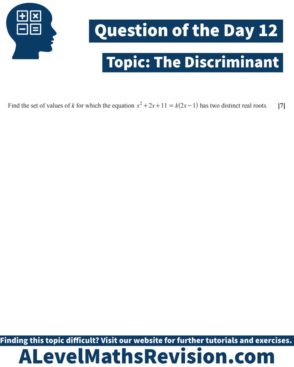 ALMathsRevision's tweet photo. QOTD 12. #alevelmathsrevision #revisemaths #QOTD https://t.co/CqbH5LAu2o