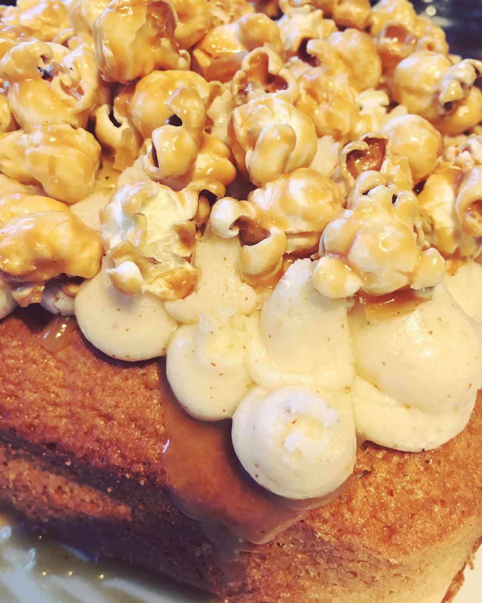 Popcorn poke cake.....took all day to make but oh my goodness....