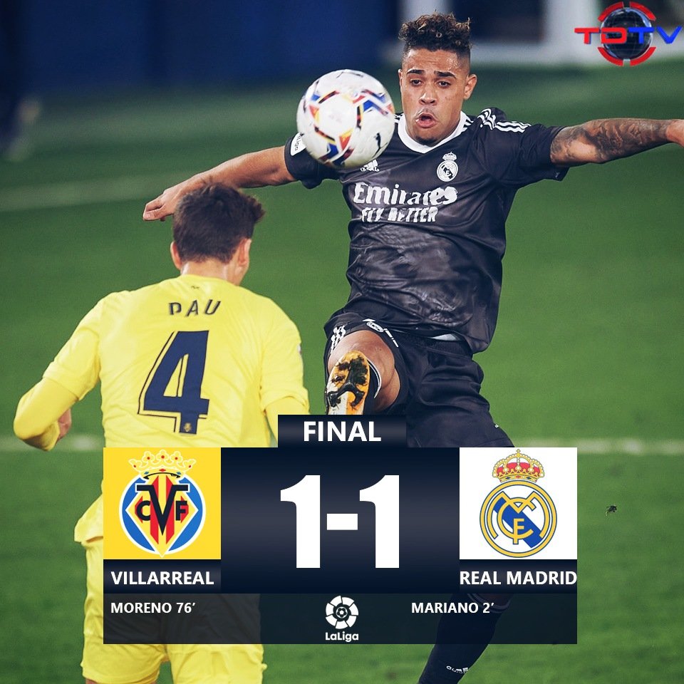 ¡Empate del Madrid!😬
Un Real Madrid plagado de lesiones, empató contra el Villarreal en el Estadio de La Cerámica.
El próximo partido del Madrid es contra el Inter por la Champions🤩 https://t.co/ao5TmLus3P