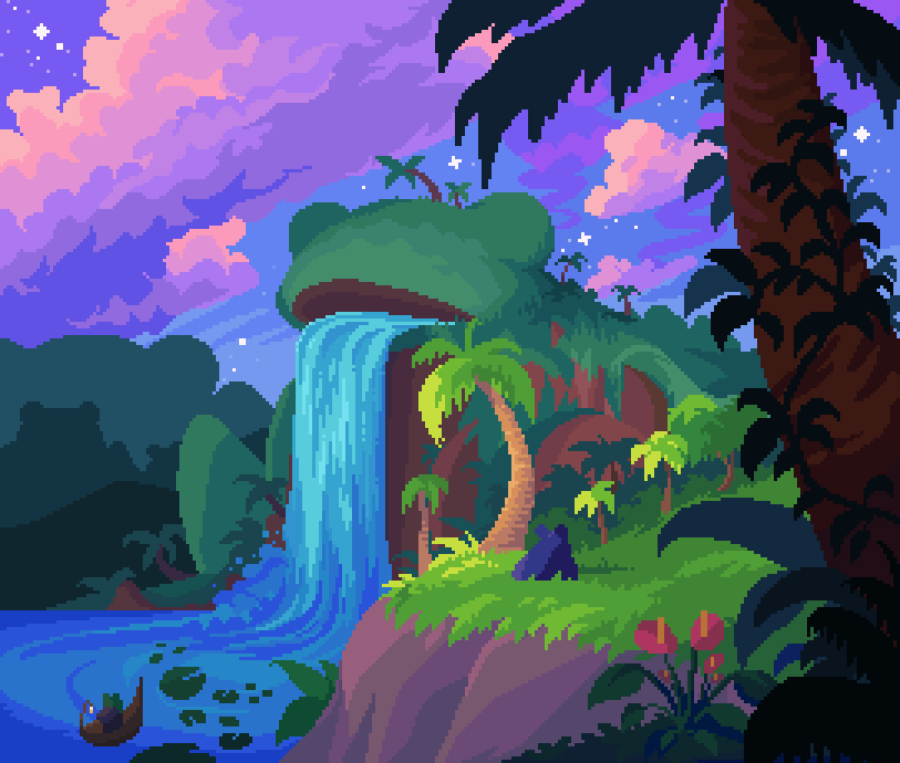 16pxl's tweet photo. a frog waterfall. a froggerfall if u will. 🐸🌊 #pixelart https://t.co/AKzafqhCul