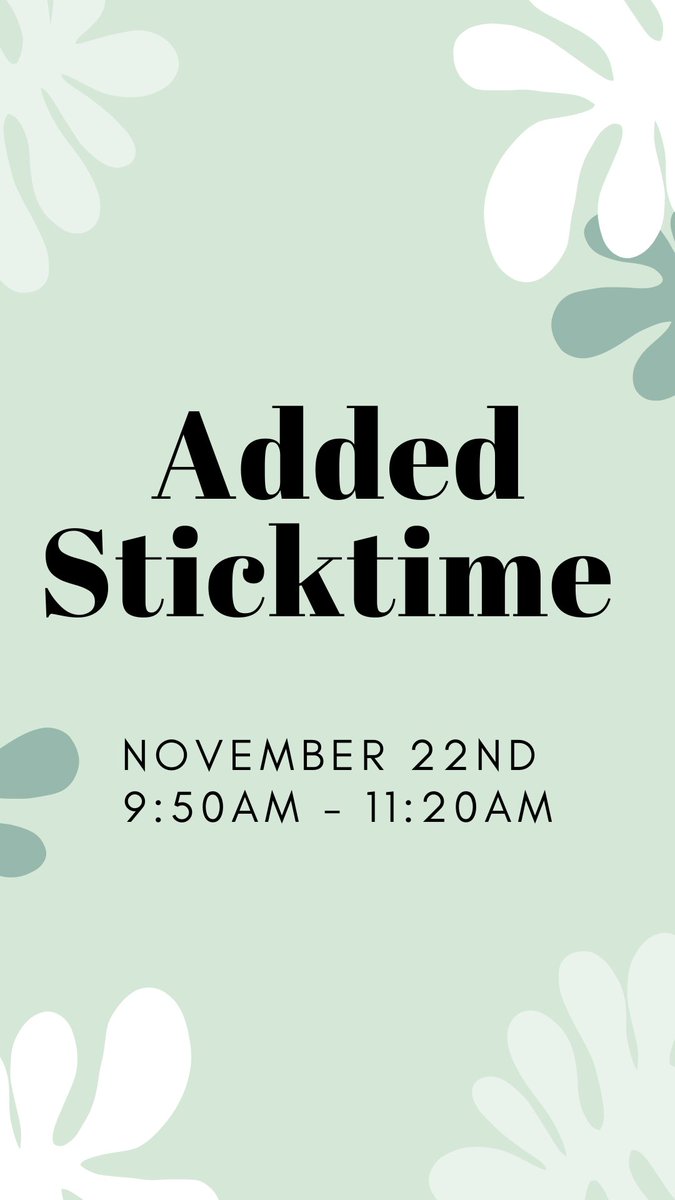 JUST ADDED A NEW STICKTIME! Tomorrow November 22nd 9:50am 11:20am 🏒🥅