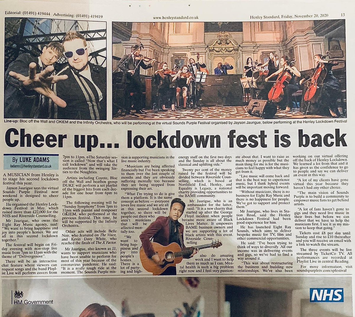 SoundsPurpleTV's tweet photo. Thank you @henleystandard for this incredible article on #SPFEST2020 🙏💜 https://t.co/7oddzpGPcQ