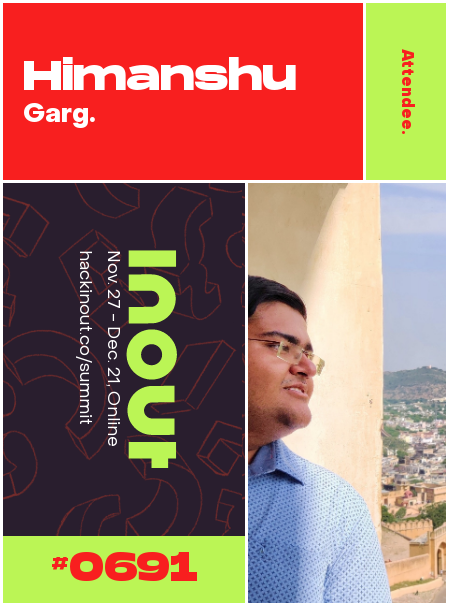 garghimanshu_'s tweet photo. Just got my ticket to learn from the best minds in tech at the @hackinoutco 2020 summits. Grab yours too! 👇
https://t.co/5FAZuiGXJW #hackinout #devfolio https://t.co/lgusKISLxO