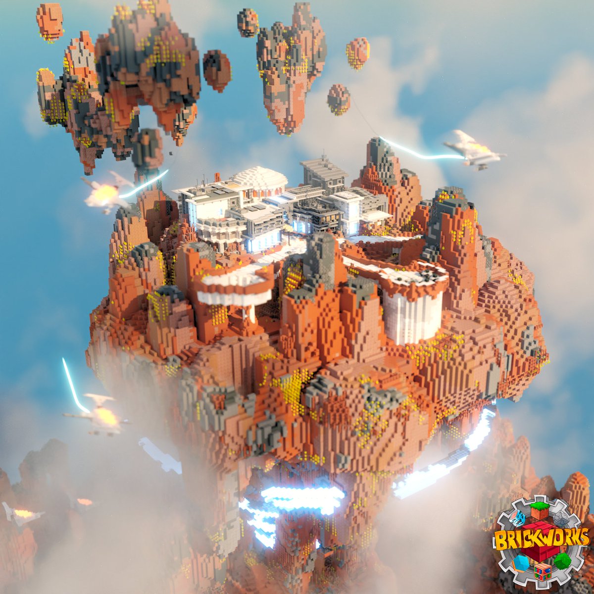 Enter this Sci-Fi base in the outreach of space for <a href="/TheArchon/">TheArchon</a>'s Genesis Realm, with rocket planes flying around the endless sky while the galaxy awaits their passage.

#minecraftbuild #Minecraft