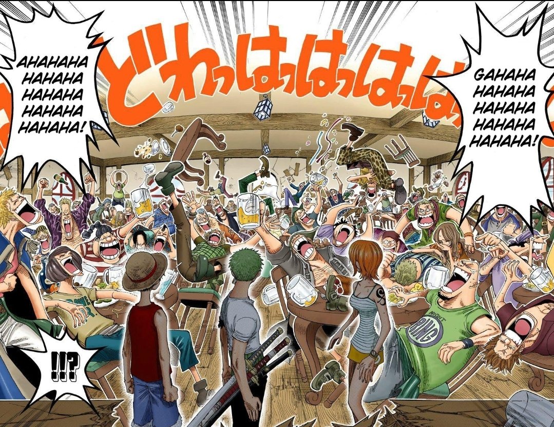 in jaya, the strawhats' simple quieries about a sky island were met with jeers and laughter. they are belittled for their curiosity and told how the new age is full of idealists & simpletons. (5/26)
