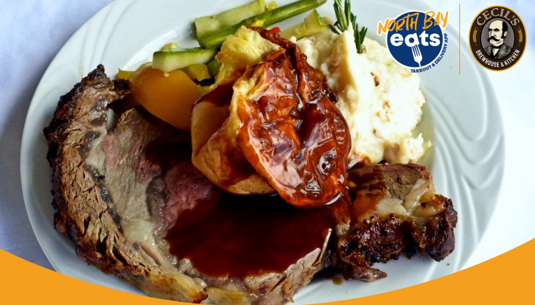CecilsBrewhouse's tweet photo. @CecilsBrewhouse PRIME RIB WEEKENDS. Cecil's Chef is cooking Prime Rib Friday & Saturday...just for you! *Available after 5pm. Call for your reservation 705-472-7510. Or order online through @northbayeats ๐ฒ https://t.co/j40FhTmuKB #PrimeRibWeekends #CanadaUnited https://t.co/K2pRCL0W6G