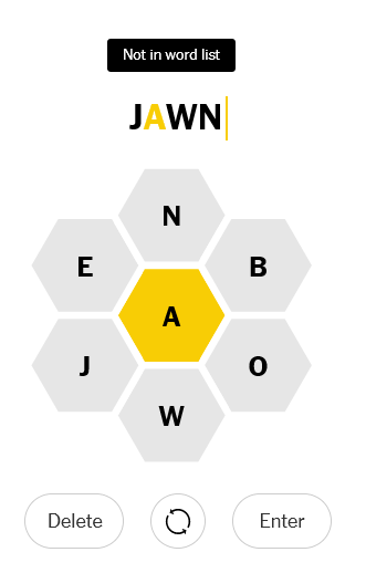 pennmike's tweet photo. In #Philly this is a word! 
 @nytbee
 @nytimes
 @thegridkid
 #spellingbee https://t.co/luBHIhiM04
