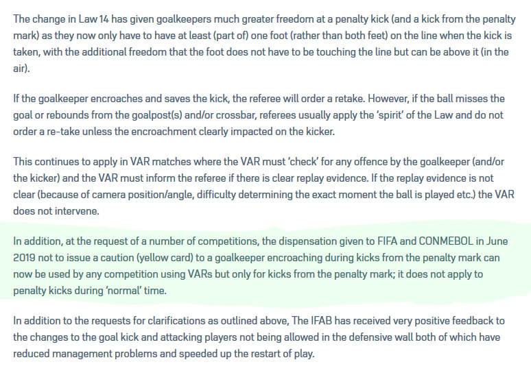 I presume that MLS did not:a) enact the dispensation not to book a goalkeeper in a penalty shootout andb) switch to the 2020-21 Laws as a calendar-year comp after coronavirus pauseOtherwise, Orlando keeper Pedro Gallese should not have been sent off in the penalty shootout.