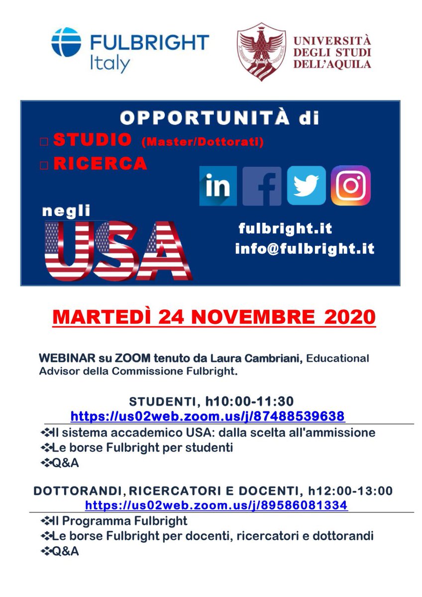DiceaaUnivaq's tweet photo. #Fulbright #webinar #SaveTheDate @FulbrightIT 

Study https://t.co/tXoEBibReg

Research https://t.co/Xe97oQN8Wt https://t.co/AdAA7HFykU
