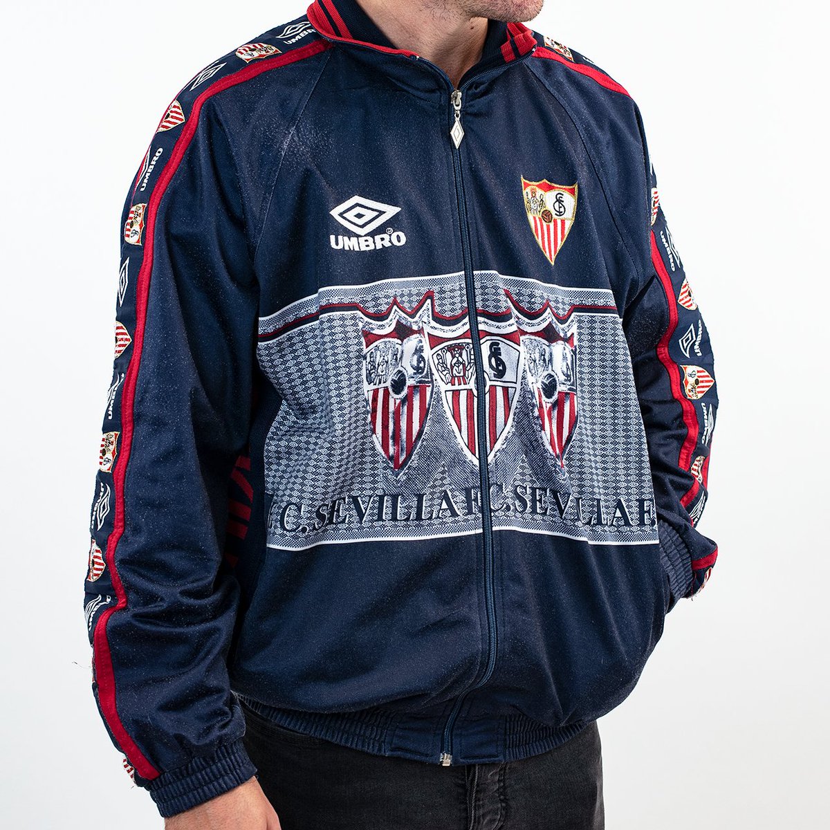 【正規1995 vintage Umbro Sevilla track top】 1995/96 SEVILLA Vintage Umbro Football Track Top Jacket (M