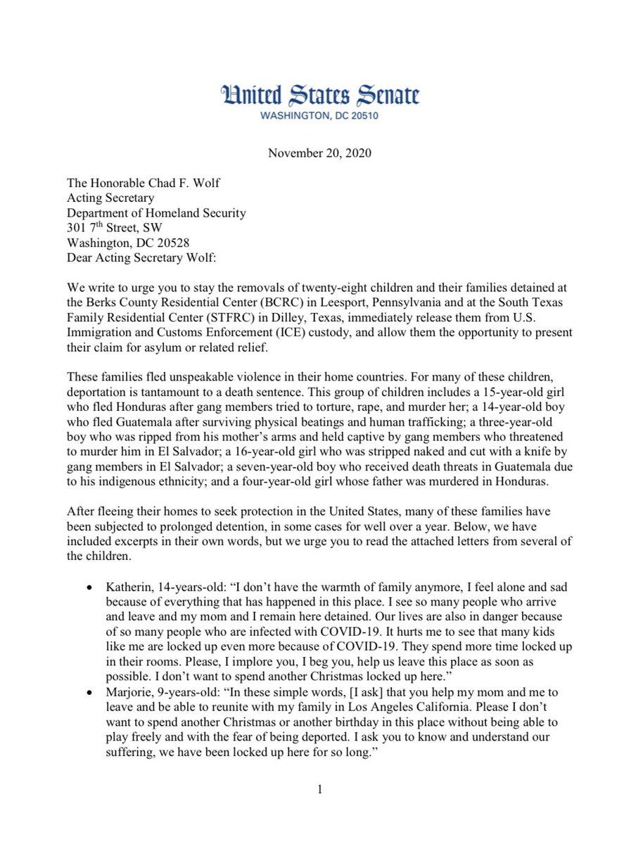 . @SenBooker & I are calling on  @DHSgov to halt the deportation of these 28 children & parents, immediately release them to sponsors & allow them to present their claims for asylum. DHS should be focused on protecting our national security, not innocents fleeing danger & violence