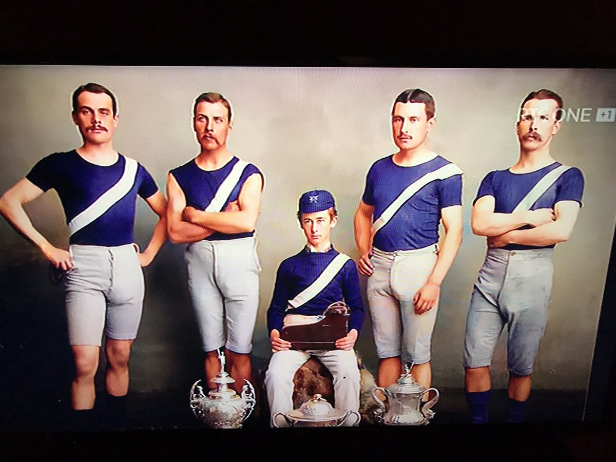 LOCallaghn's tweet photo. Great publicity for WBC on @RTELateLateShow last night ..photo of 1885 crew digitally enhanced to colour @RowingIreland @RTELateLateShow https://t.co/thhf4vgdXl