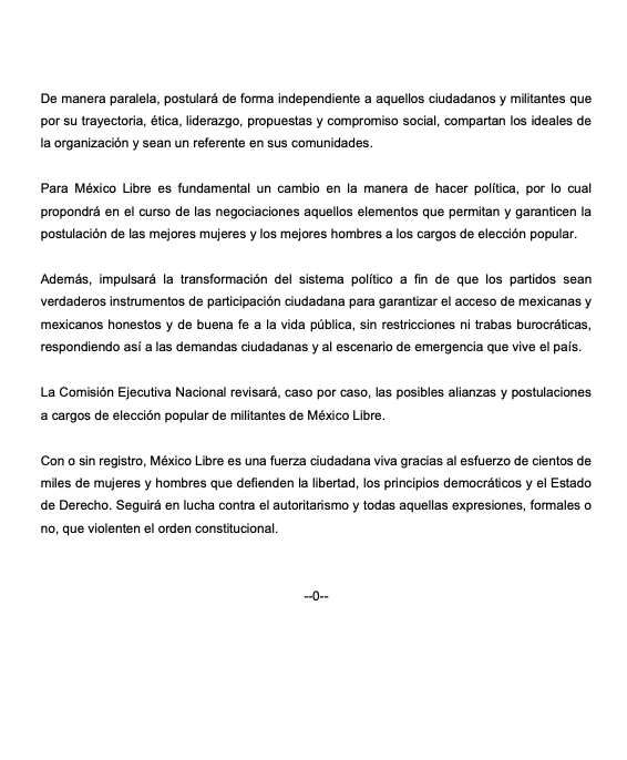 MexLibre_'s tweet photo. #Comunicado 📰 México Libre seguirá adelante como organización ciudadana; participará además en las elecciones de 2021 https://t.co/L5sEpU4qlU