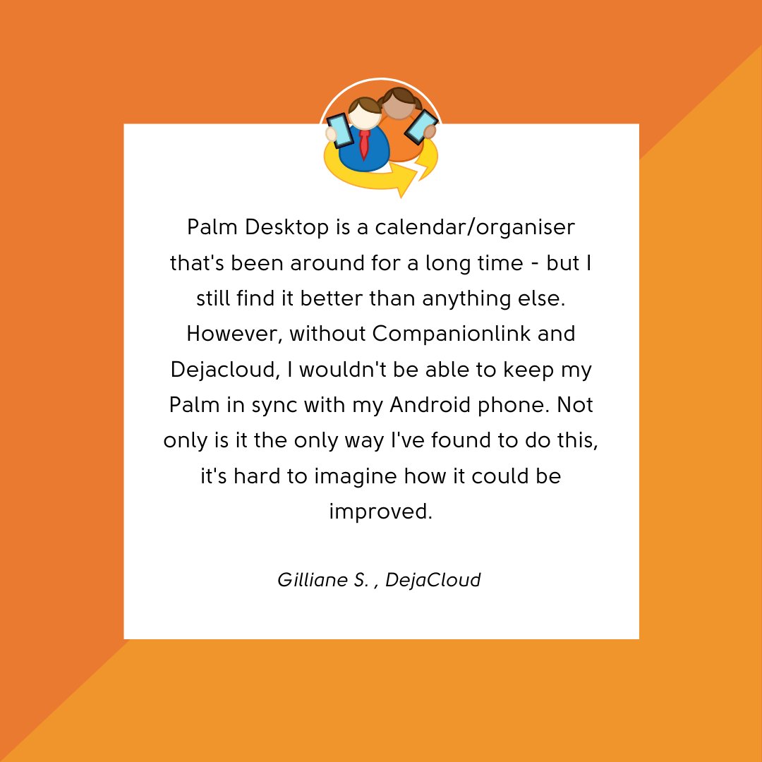DejaOffice's tweet photo. Over the years, DejaOffice has worked hard at innovating their products because we want to create CRM tools that our clients want. It's always great to receive positive feedback like this. #pccrm #dejaoffice #palmdesktop https://t.co/FTZXwvUkZO