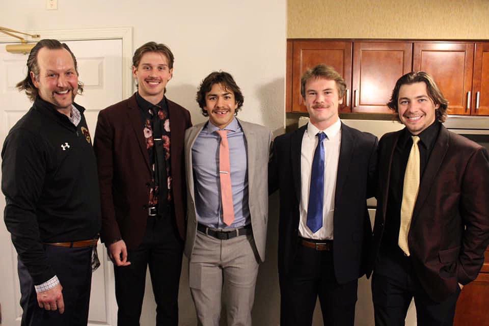MulletsJrHockey's tweet photo. Coaches and Captains for Movember!!! We wear Mustaches for Mental Illness!!! Don’t feel well? Reach out and talk to someone. You are loved by so many!!! Boys, pass it on!!! https://t.co/tAmVK9M84J