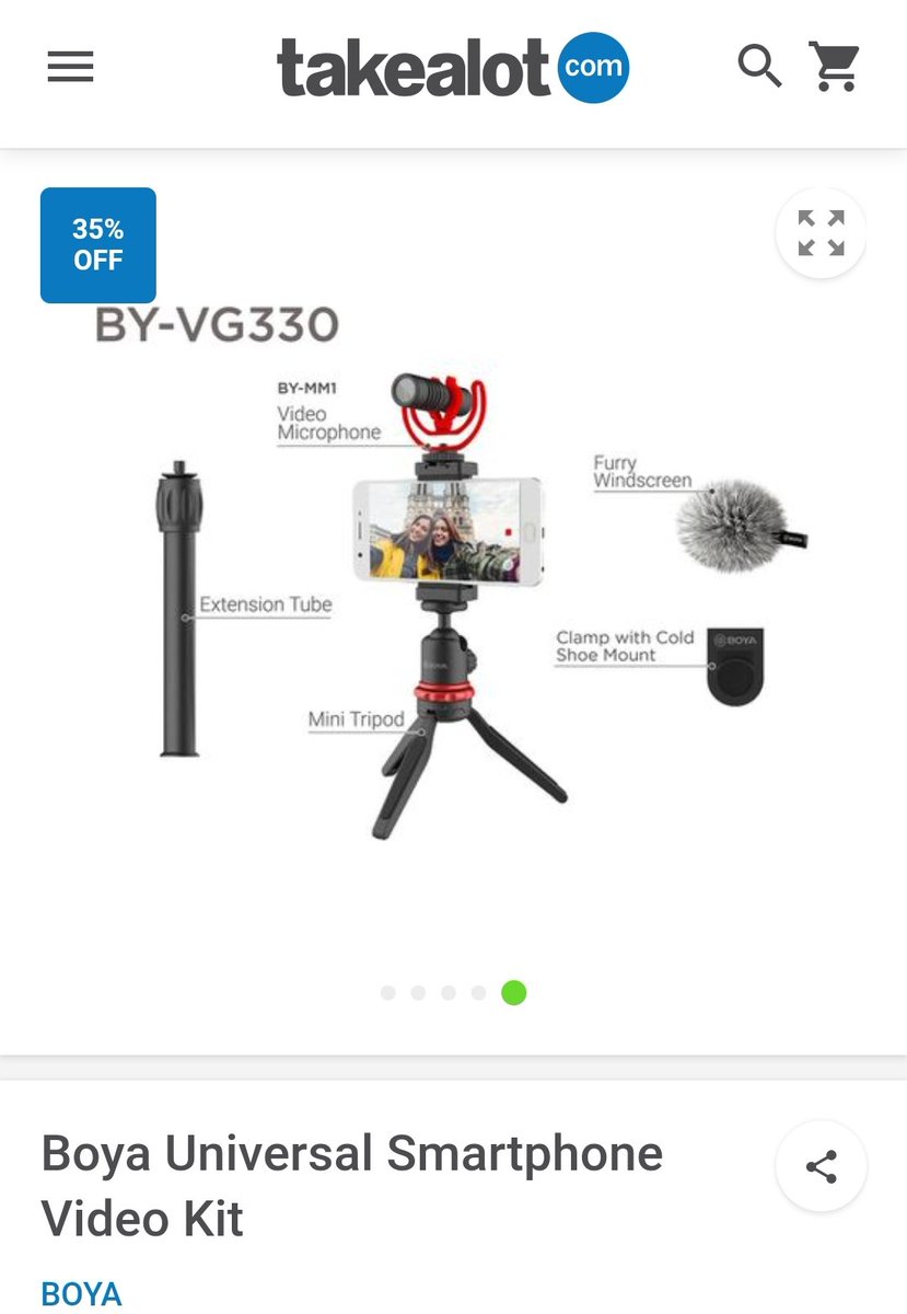 5. The Boya Smartphone video kit= R998  @TAKEALOT So considering that the kit comes with the RELIABLE BY-MM1 Cardioid Condenser Microphone from Boya & a tripod specifically for smartphones...  #TechPlugWithYenzi