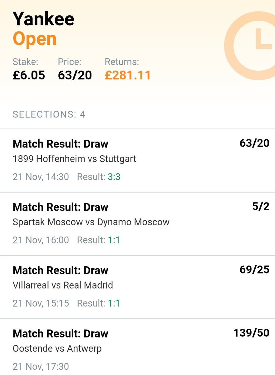 £53.85 banked with 3 draws up already 👌🏻 Its currently 0-0 in Belgium 🇧🇪 between Oostende & Antwerp 🙏🏻 #PrayForTheIron https://t.co/PDEStImwPU