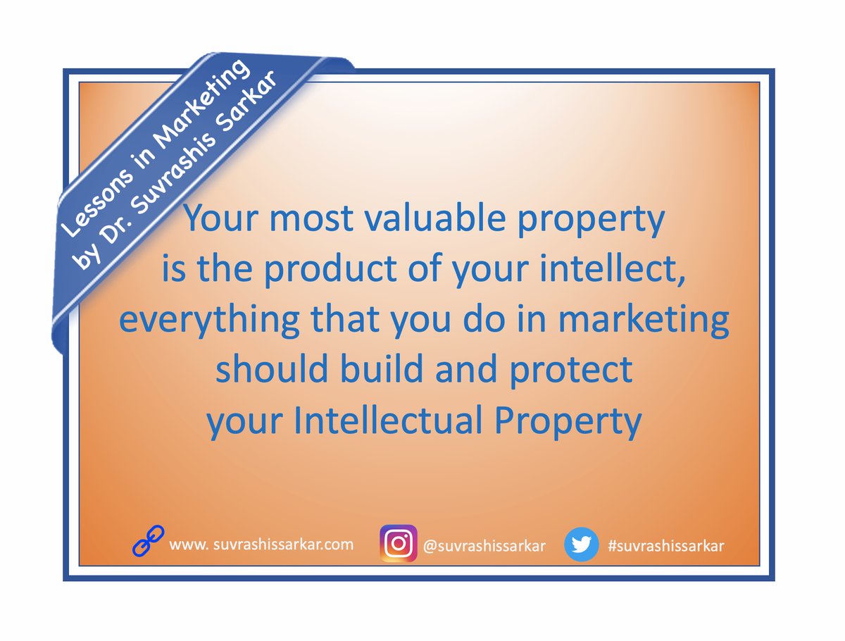 SuvrashisSarkar's tweet photo. "Your most valuable property is the product of your intellect"
#ipr #intellectualproperty #intellectualpropertyrights #lessonsinmarketing #suvrashissarkar #jbims https://t.co/QabfwoPurH