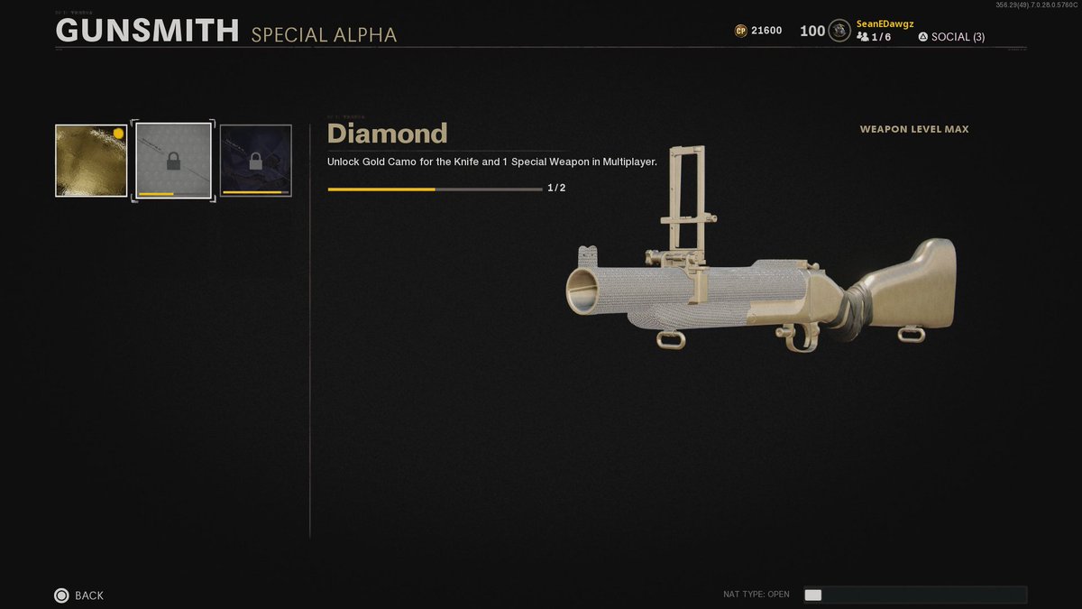 SeanEDawgz's tweet photo. Got my hopes up, krig challenges worked and now this is all that's left. Does anyone have the diamond knife and grenade launcher? I'm trying to figure out if it's only bugged for me or if Treyarch permalocked the camo for now :( https://t.co/GheQfOf85b