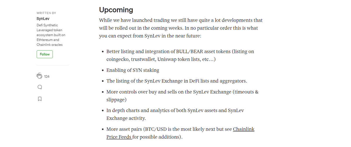 What's next for  $SYN? See screenshotI like to think of it as a perpetual money machineOf course for it to win, people must provide liquidity, and actually start using  $SYN's $3xBULLETH and $3xBEARETH tokens23/x