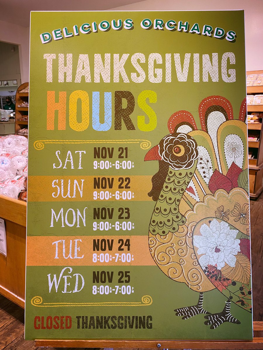 Thanksgiving, here we come! Holiday hours are: 
Sat, Sun &amp; Mon: 9am-6pm
Tuesday &amp; Wednesday: 8am-7pm
Closed Thanksgiving Day