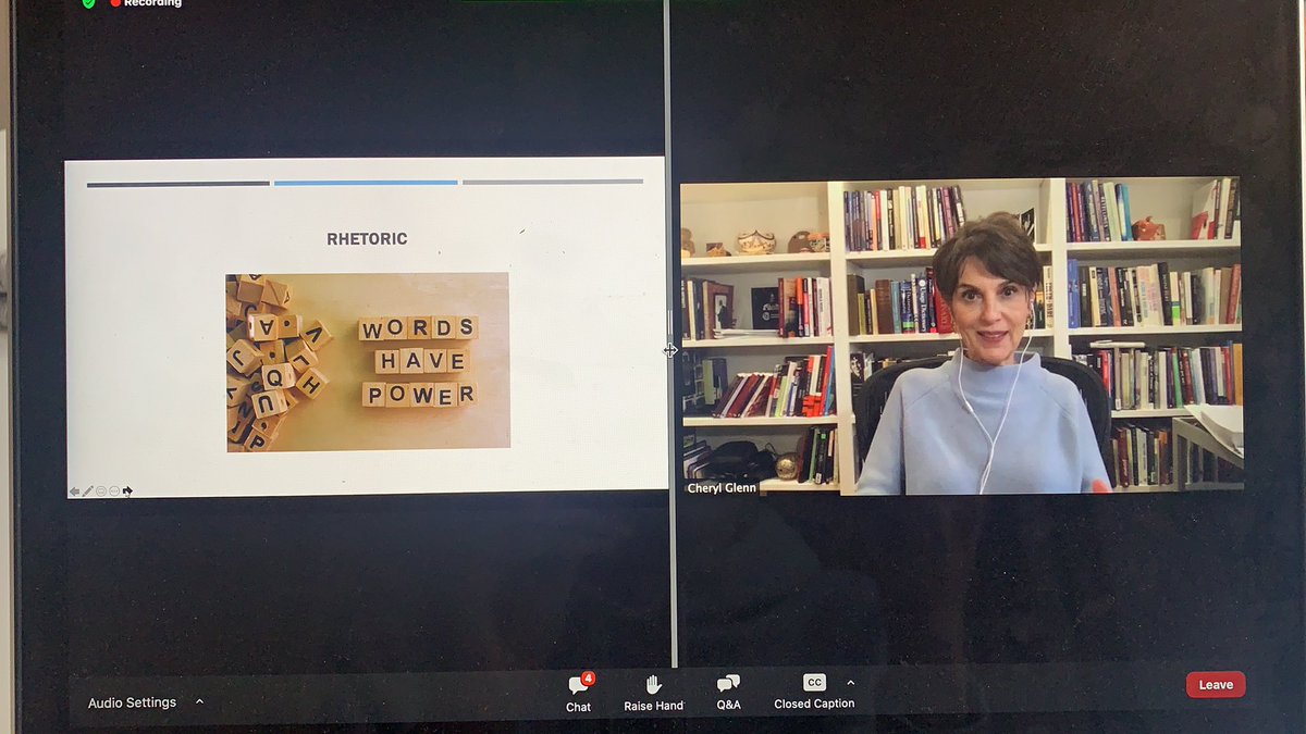 Thanks Cheryl Glenn for helping us consider how to make our students “rhetorically nimble” and reminding us that integrity—not persuasion—is the highest goal of rhetoric. #NCTE20 <a href="/ncte/">National Council of Teachers of English (NCTE)</a>